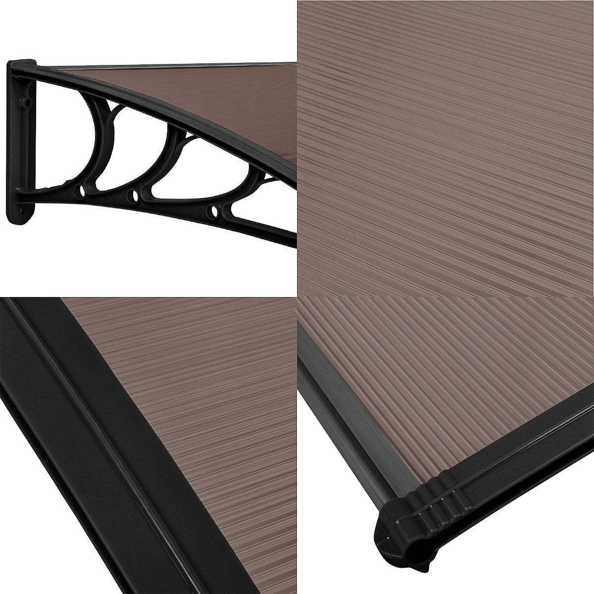 40 x 40 Inch Outdoor Polycarbonate Front Door Window Awning Canopy, Brown Outdoor Shades   at Gallery Canada