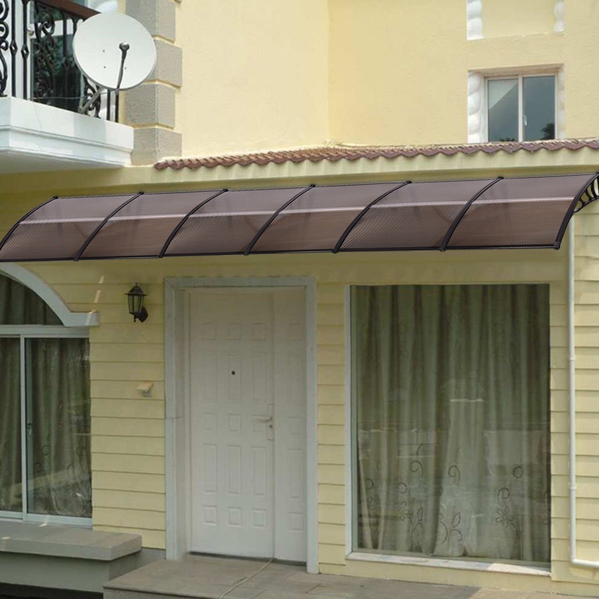 40 x 40 Inch Outdoor Polycarbonate Front Door Window Awning Canopy, Brown Outdoor Shades   at Gallery Canada