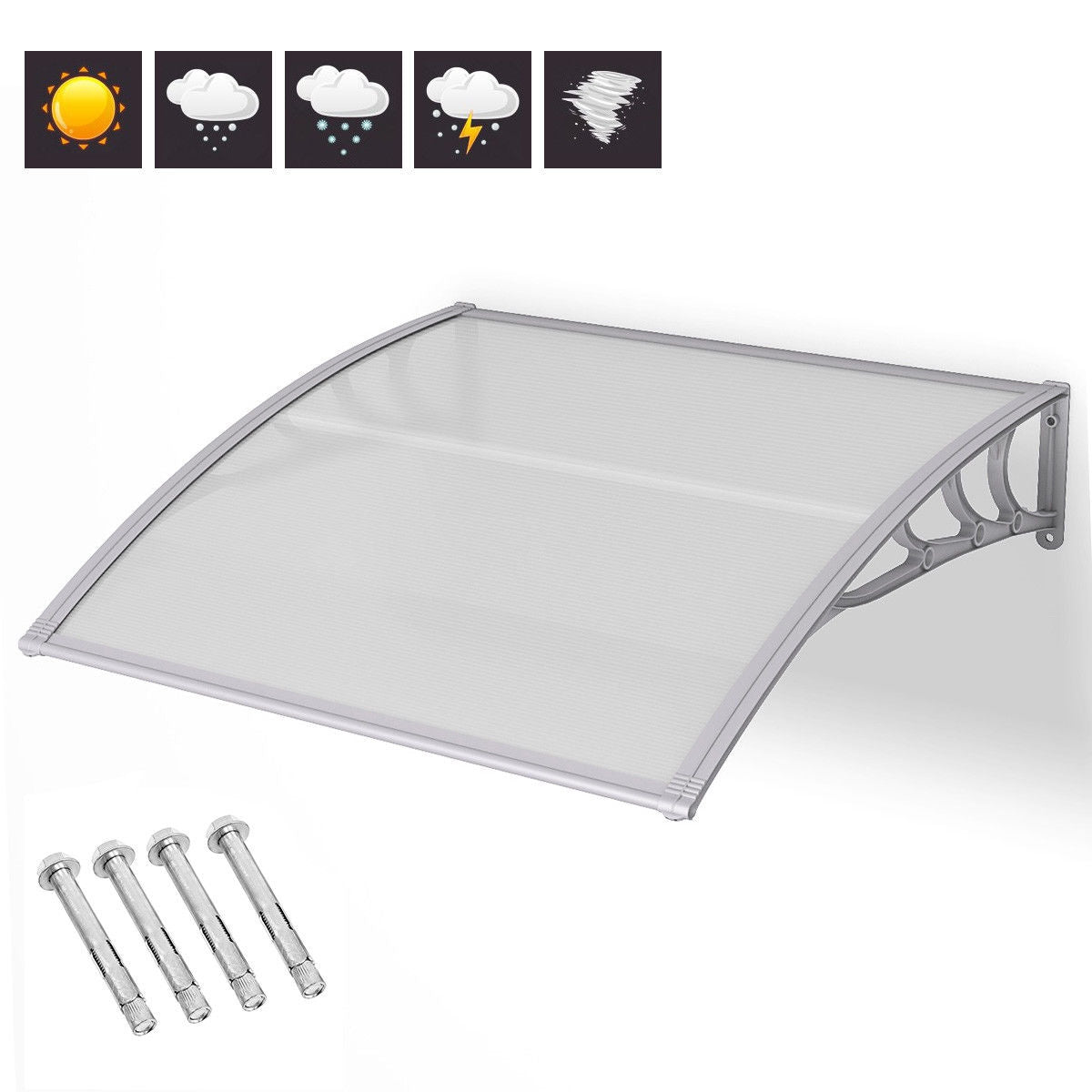 40 x 40 Inch Outdoor Polycarbonate Front Door Window Awning Canopy, Gray Outdoor Shades at Gallery Canada