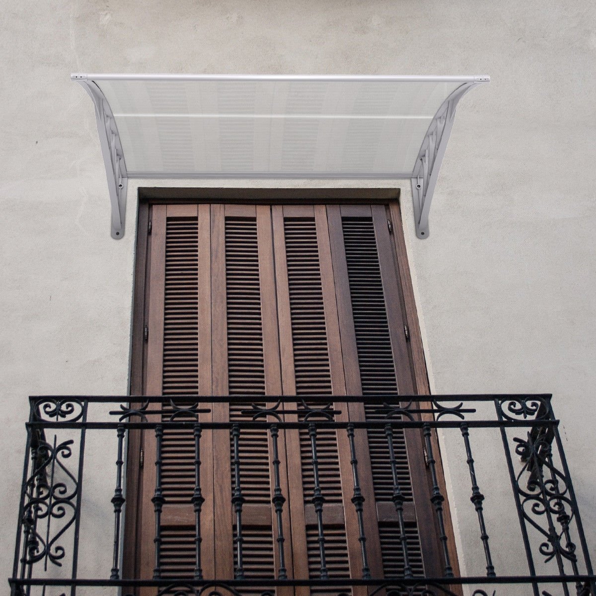 40 x 40 Inch Outdoor Polycarbonate Front Door Window Awning Canopy, Gray Outdoor Shades   at Gallery Canada