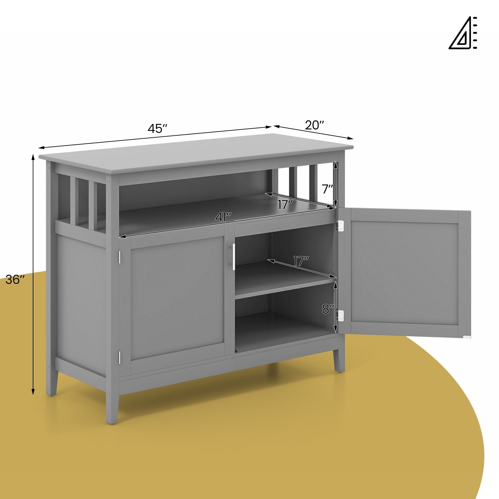 Modern Practical Wooden Kitchen Lockers with Large Storage Space, Gray Sideboards Cabinets & Buffets   at Gallery Canada