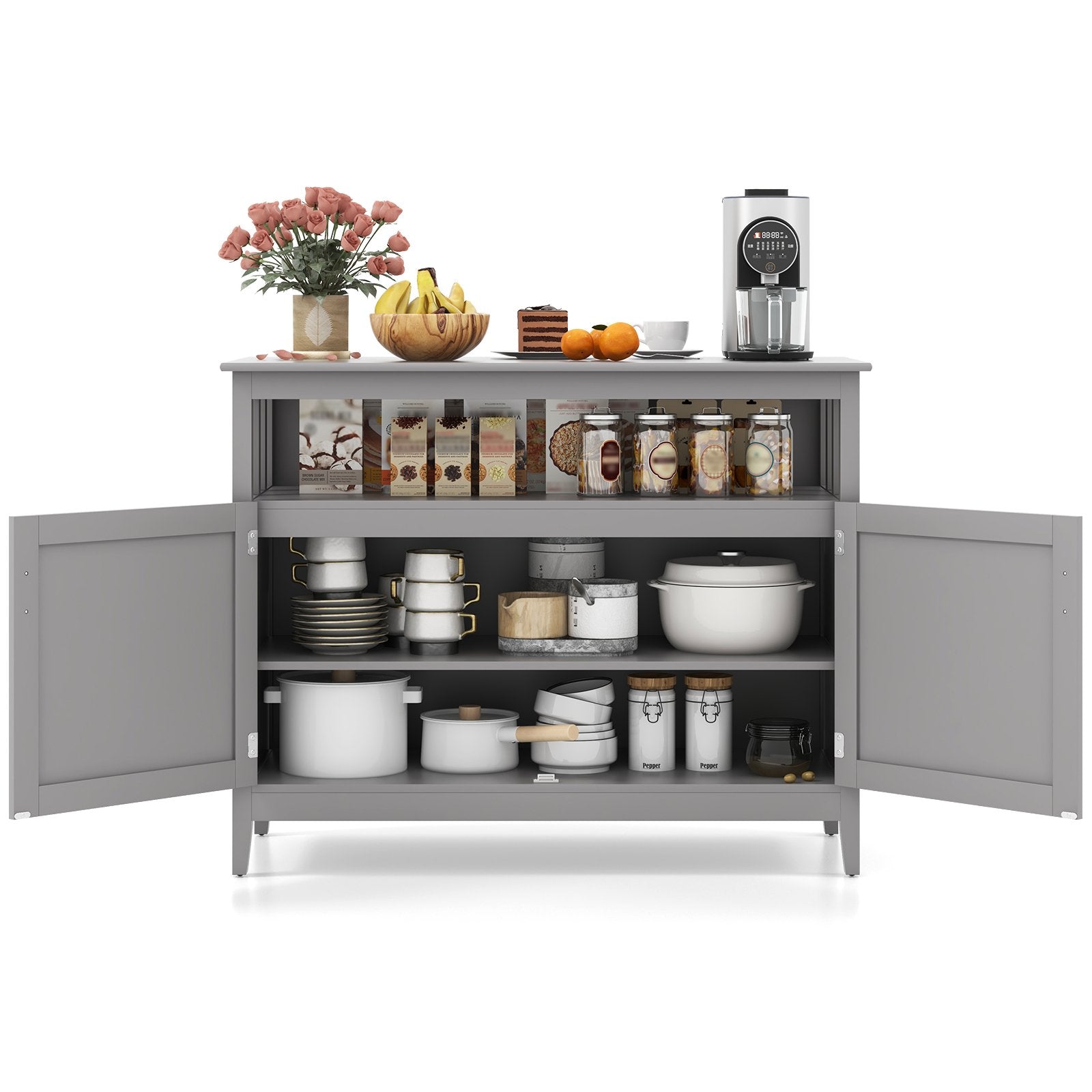 Modern Practical Wooden Kitchen Lockers with Large Storage Space, Gray Sideboards Cabinets & Buffets   at Gallery Canada