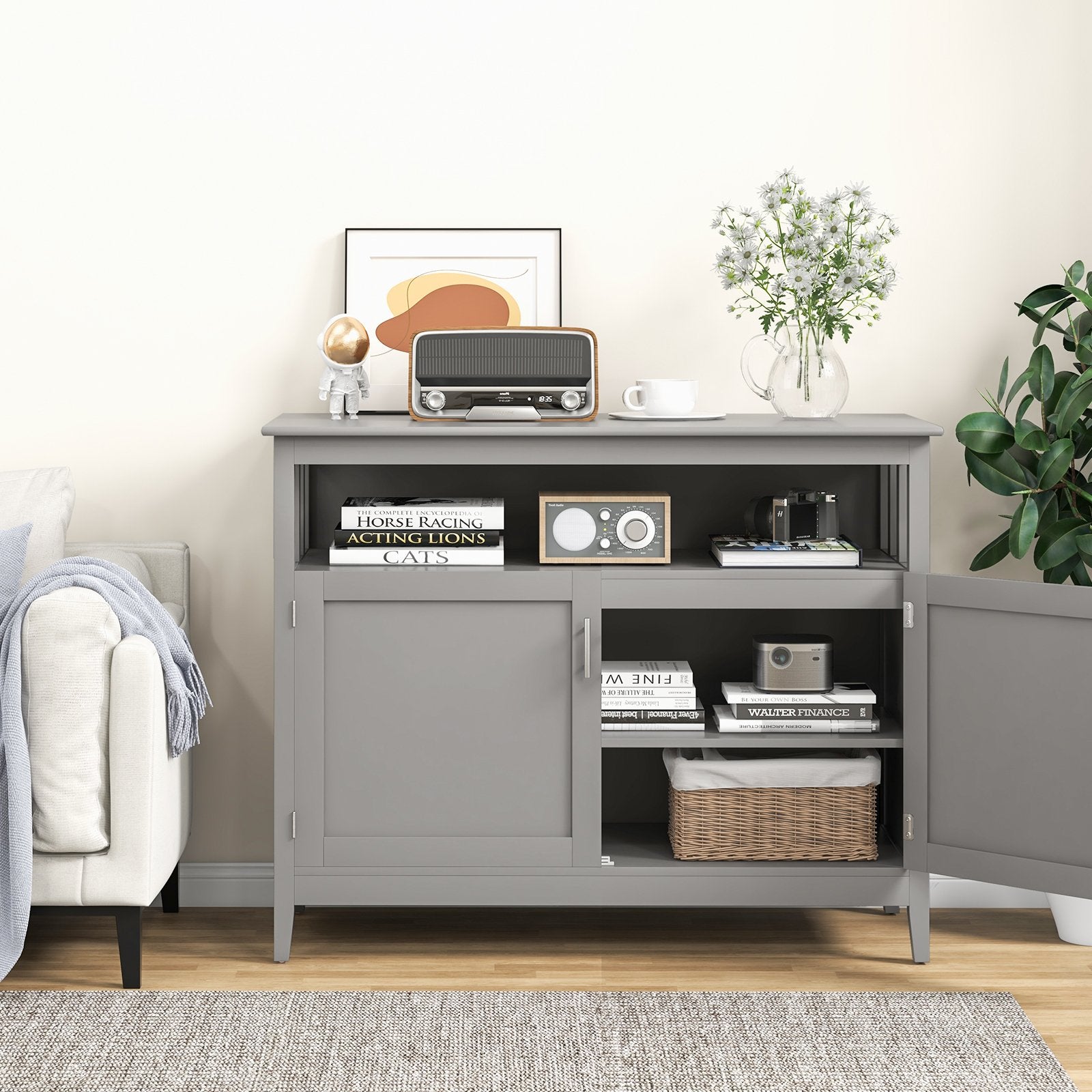 Modern Practical Wooden Kitchen Lockers with Large Storage Space, Gray Sideboards Cabinets & Buffets   at Gallery Canada