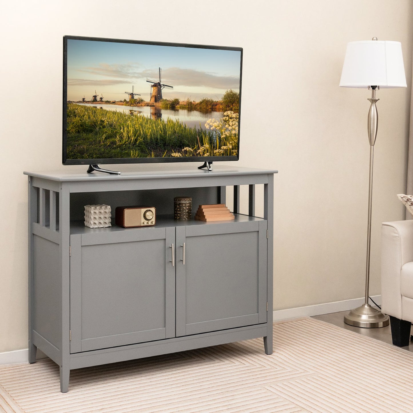 Modern Practical Wooden Kitchen Lockers with Large Storage Space, Gray Sideboards Cabinets & Buffets   at Gallery Canada