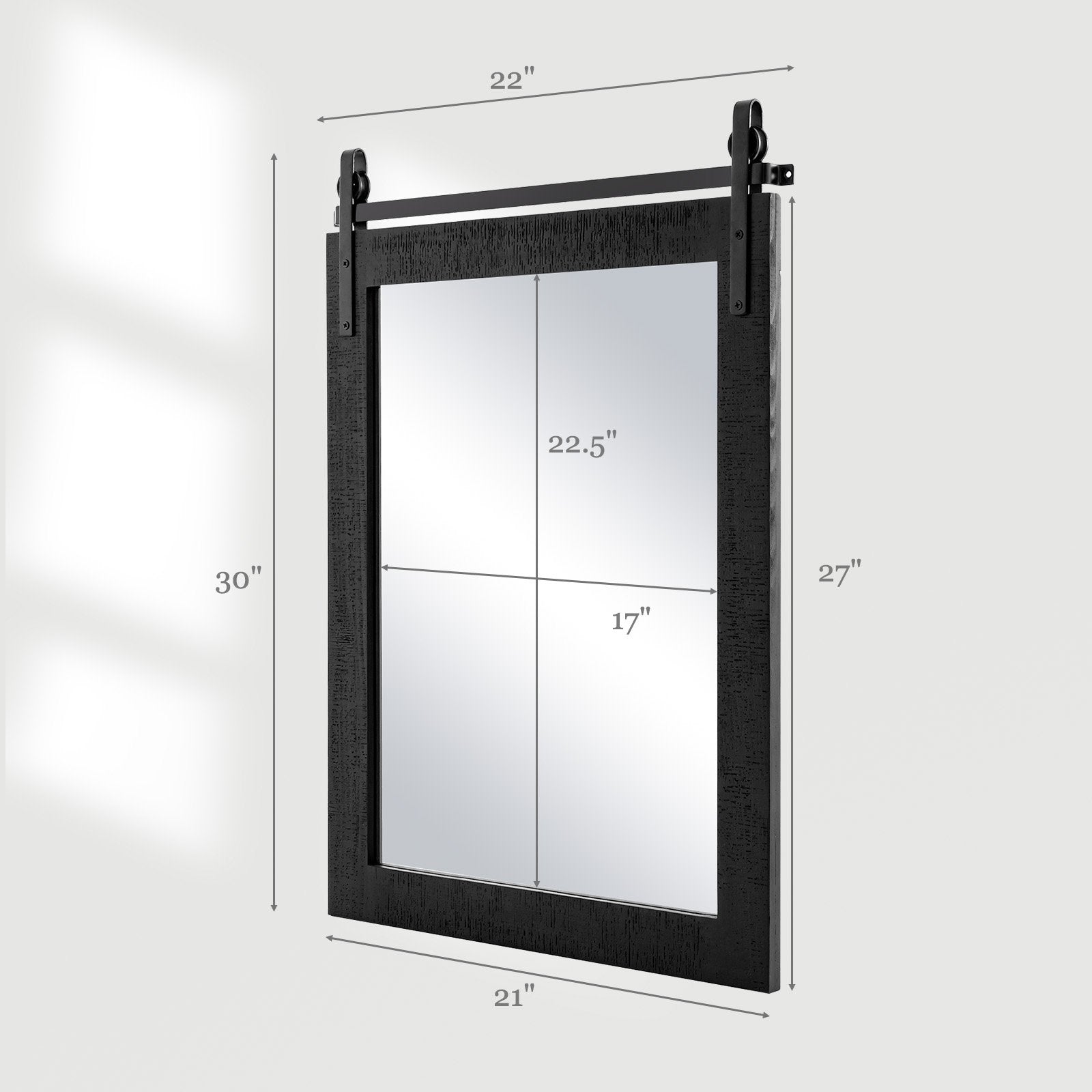 30 x 22 Inch Wall Mount Mirror with Wood Frame, Black Wall Mirrors   at Gallery Canada