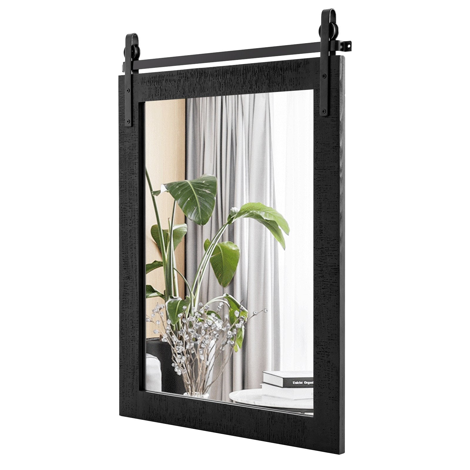 30 x 22 Inch Wall Mount Mirror with Wood Frame, Black Wall Mirrors   at Gallery Canada