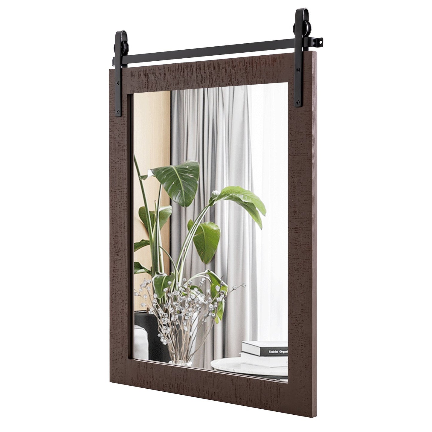 30 x 22 Inch Wall Mount Mirror with Wood Frame, Walnut Wall Mirrors   at Gallery Canada