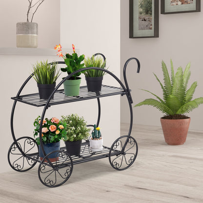 Heavy Duty Metal Flower Cart Plant Stand, Black Plant Stands   at Gallery Canada