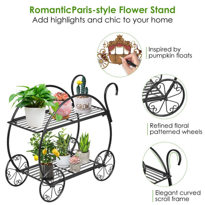 Heavy Duty Metal Flower Cart Plant Stand, Black Plant Stands   at Gallery Canada