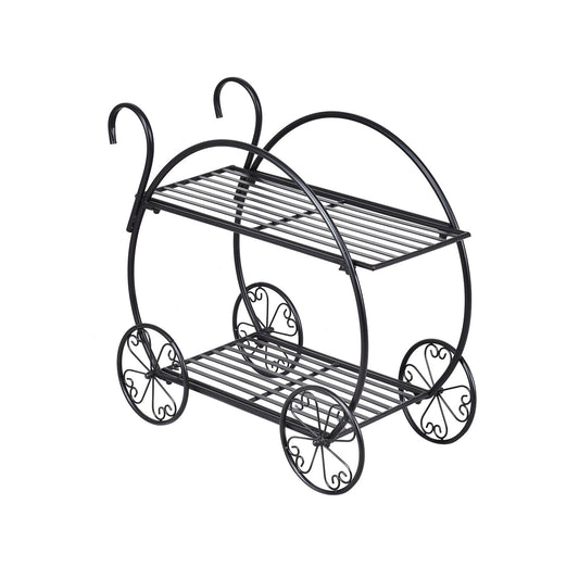 Heavy Duty Metal Flower Cart Plant Stand, Black - Gallery Canada