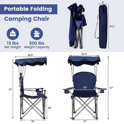 Portable Folding Beach Canopy Chair with Cup Holders, Blue Camping Furniture   at Gallery Canada