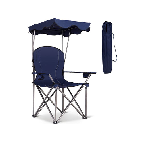 Portable Folding Beach Canopy Chair with Cup Holders, Blue