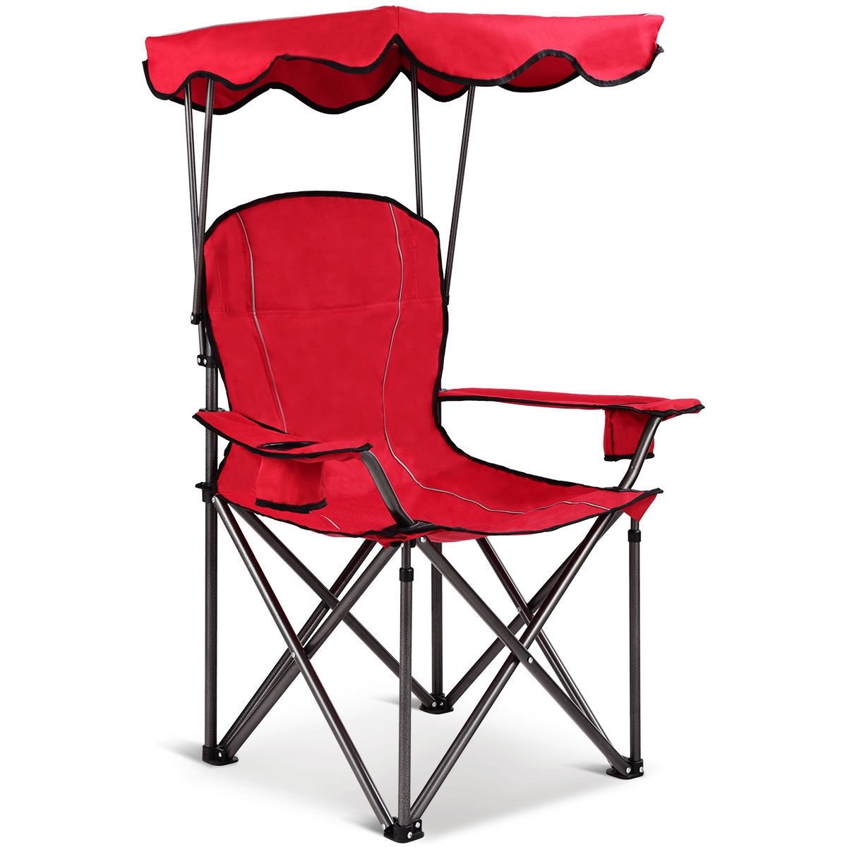 Portable Folding Beach Canopy Chair with Cup Holders, Red Camping Furniture   at Gallery Canada