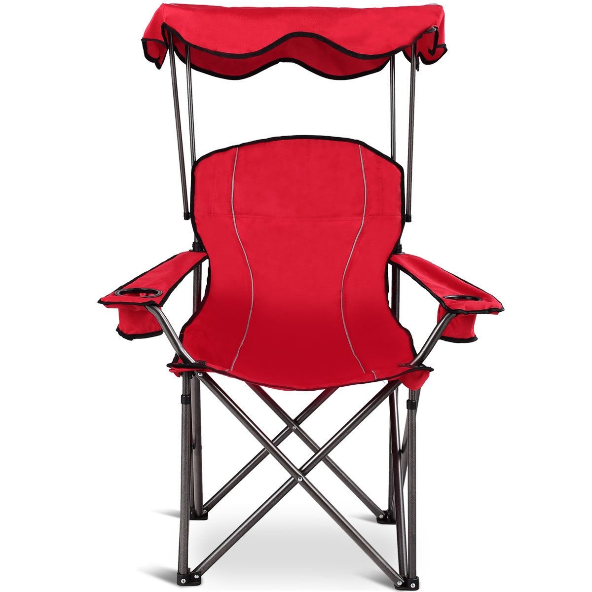 Portable Folding Beach Canopy Chair with Cup Holders, Red - Gallery Canada