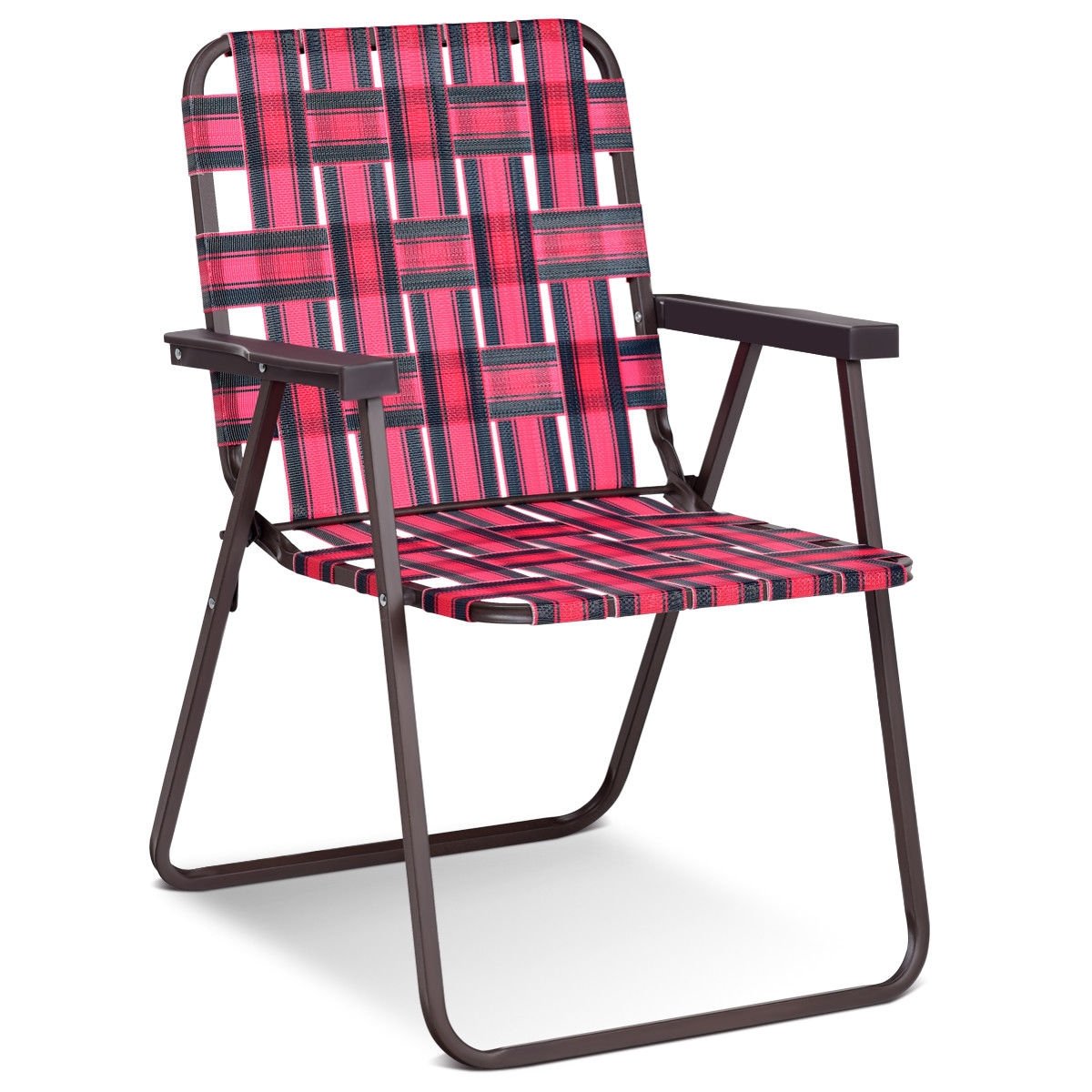 6 Pieces Folding Beach Chair Camping Lawn Webbing Chair, Red Beach & Lawn Chairs   at Gallery Canada