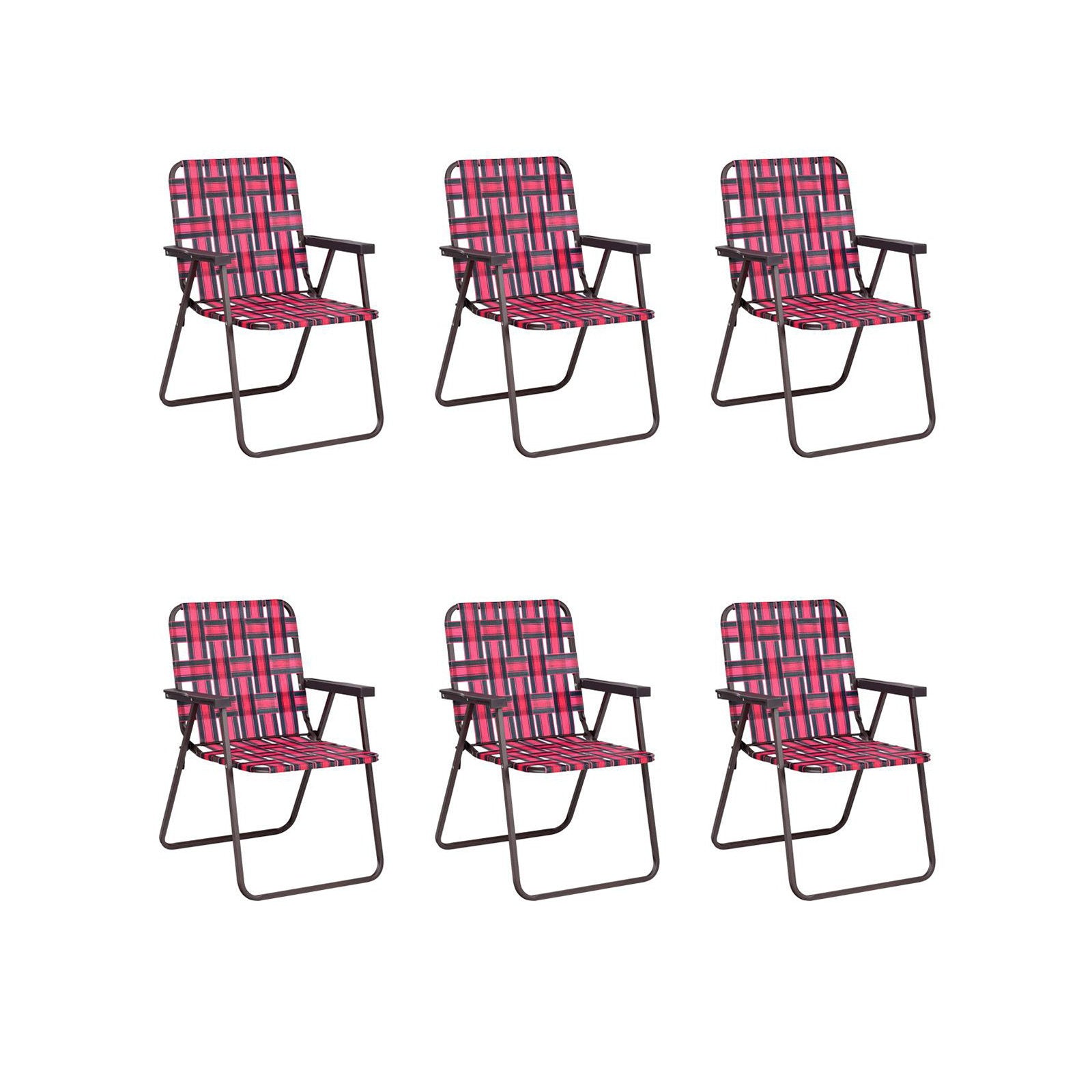 6 Pieces Folding Beach Chair Camping Lawn Webbing Chair, Red Beach & Lawn Chairs   at Gallery Canada