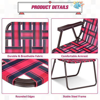 6 Pieces Folding Beach Chair Camping Lawn Webbing Chair, Red Beach & Lawn Chairs   at Gallery Canada