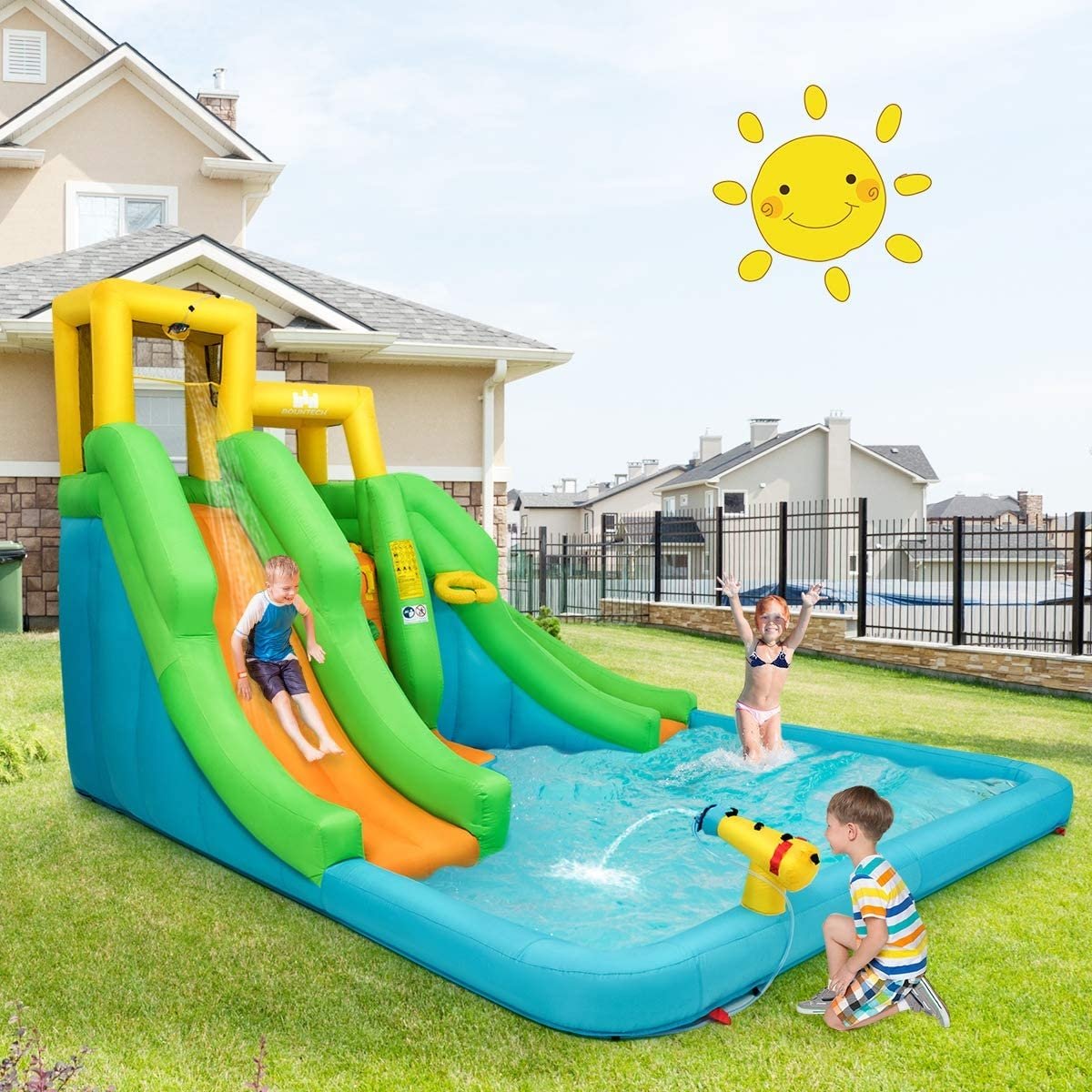 Inflatable Water Park Bounce House with Climbing Wall - Gallery Canada