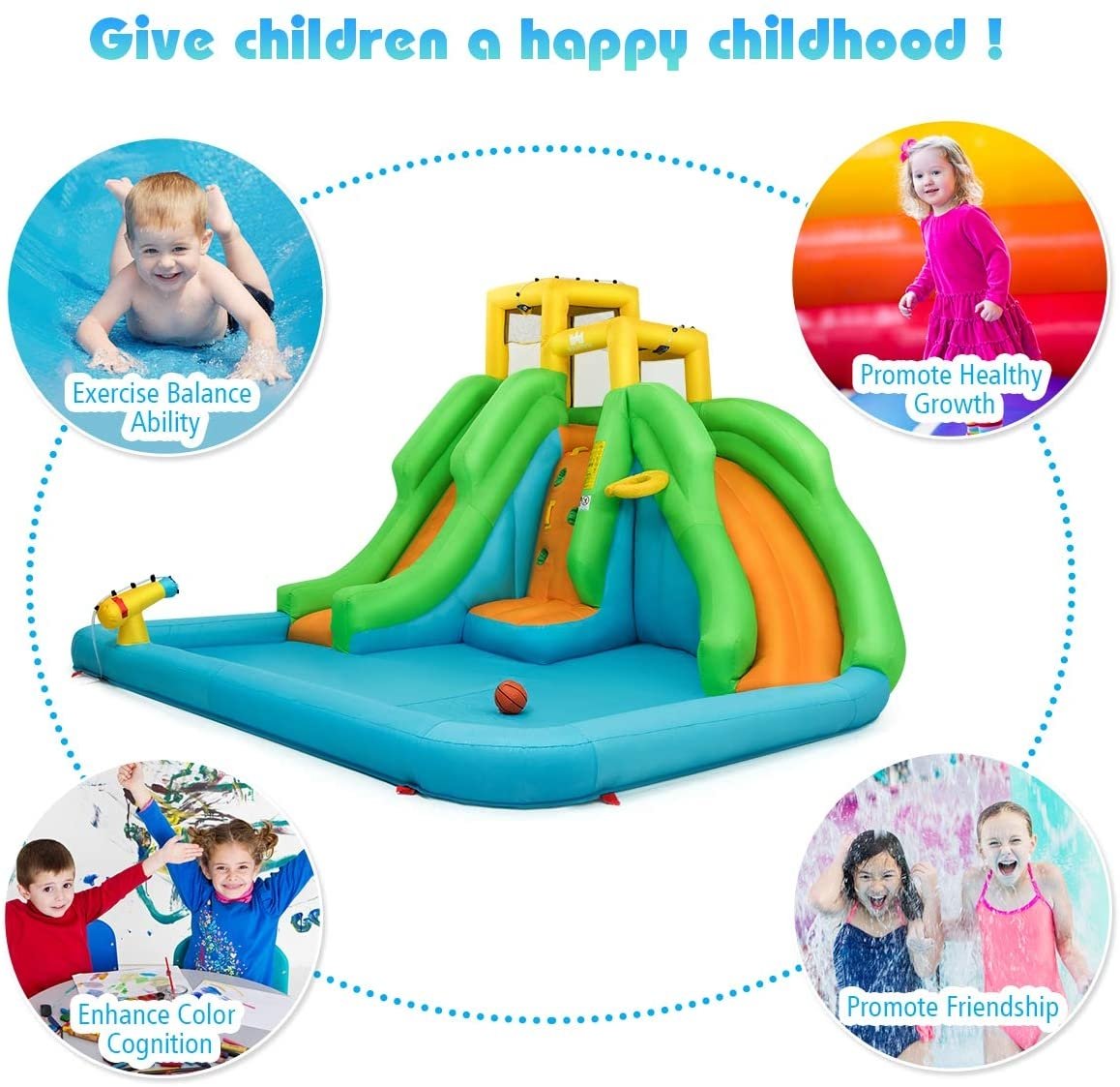 Inflatable Water Park Bounce House with Climbing Wall - Gallery Canada