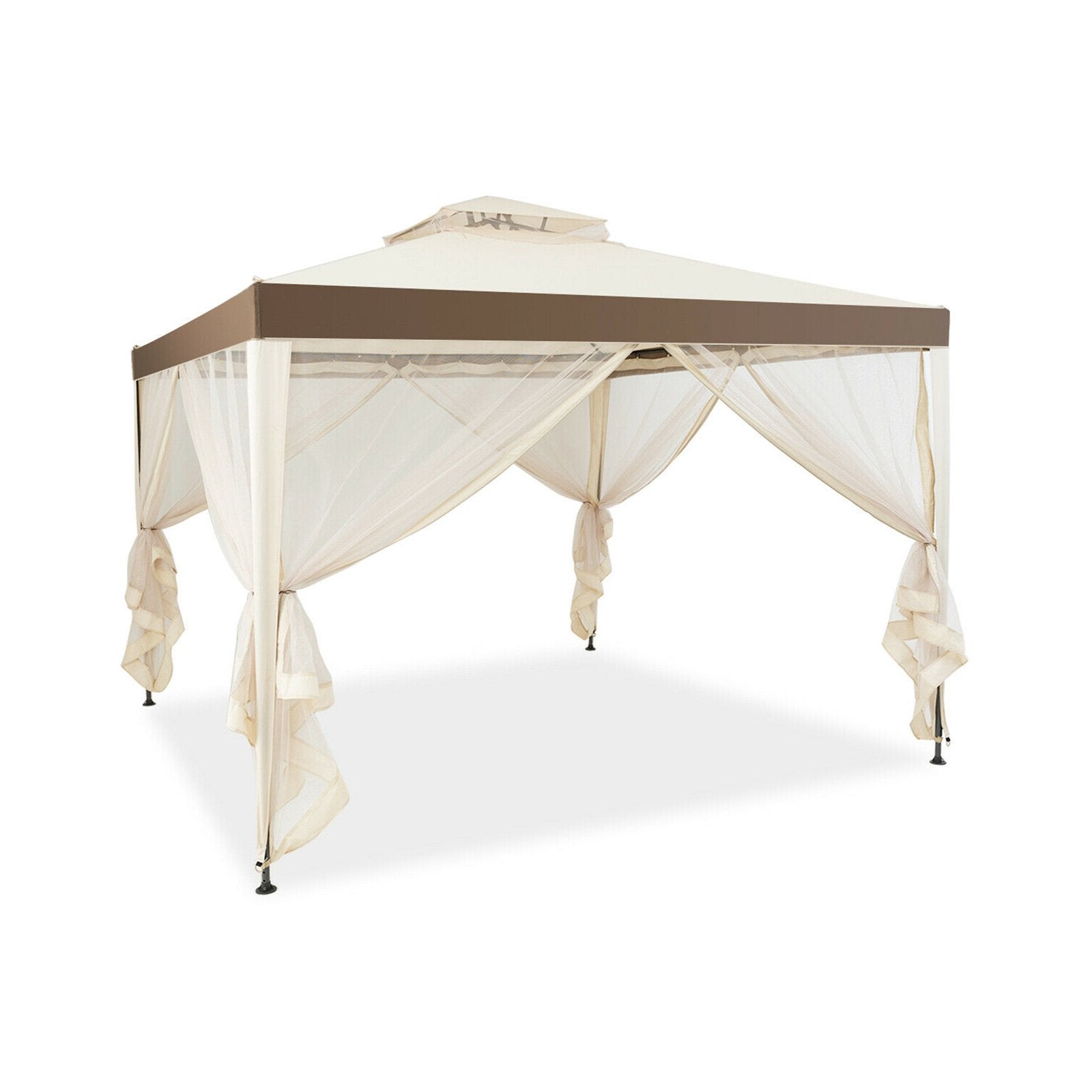 Canopy Gazebo Tent Shelter Garden Lawn Patio with Mosquito Netting, Beige - Gallery Canada