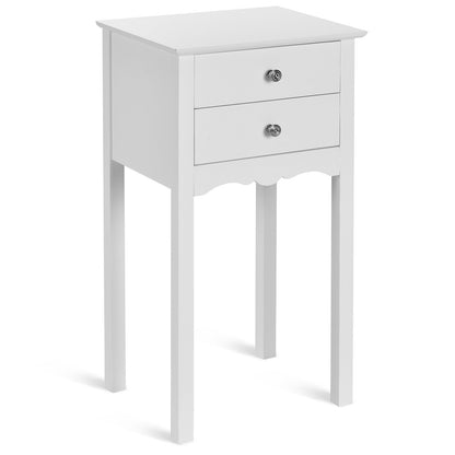 Vintage Side End Table with 2 Storage Drawers, White End & Side Tables   at Gallery Canada