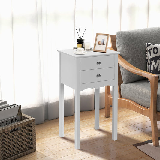 Vintage Side End Table with 2 Storage Drawers, White End & Side Tables   at Gallery Canada