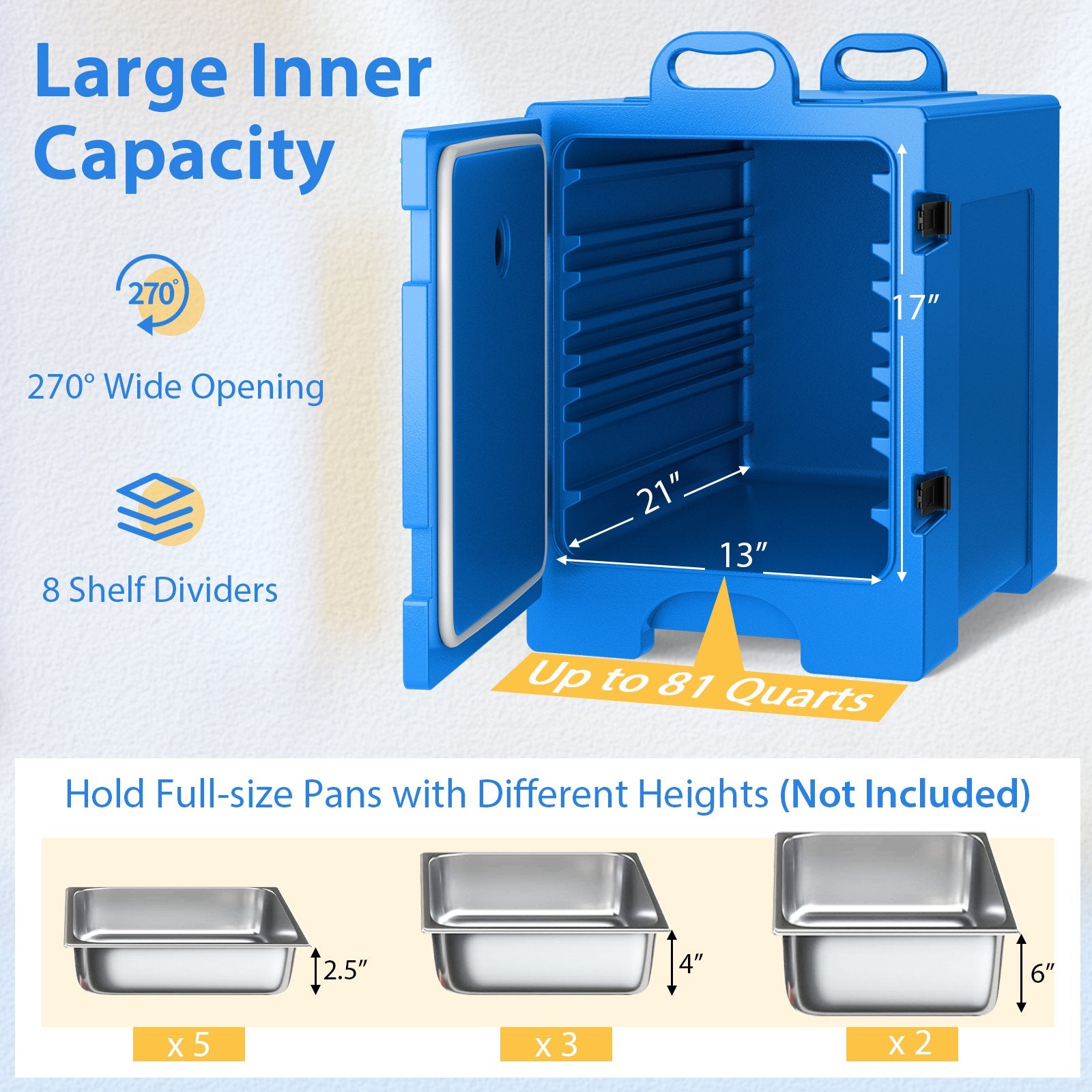 81 Quart Capacity End-loading Insulated Food Pan Carrier with Handles, Navy Food Warmers & Burners   at Gallery Canada