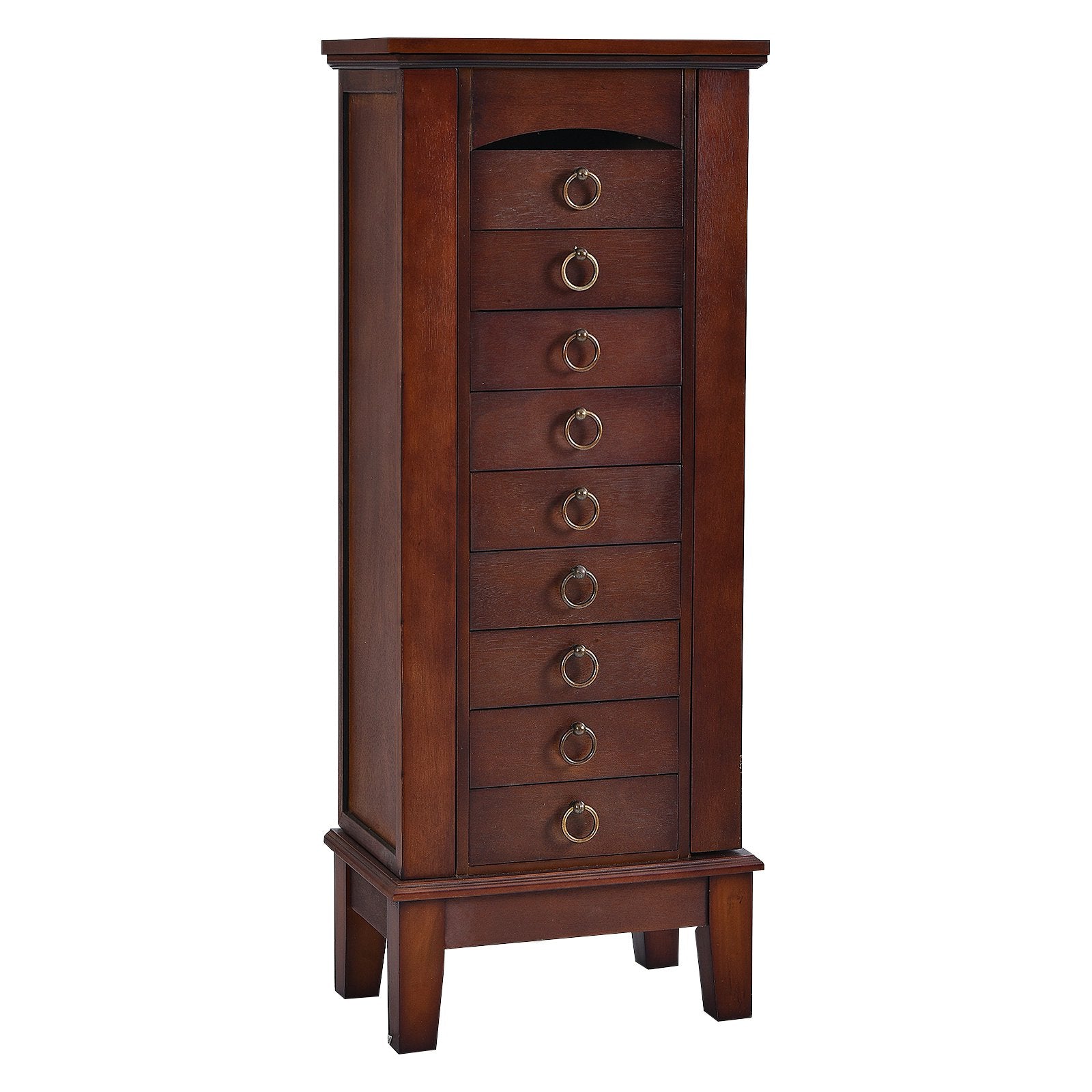 Large Capacity Jewelry Storage Cabinet with 9 Drawers, Brown Jewelry Armoires   at Gallery Canada