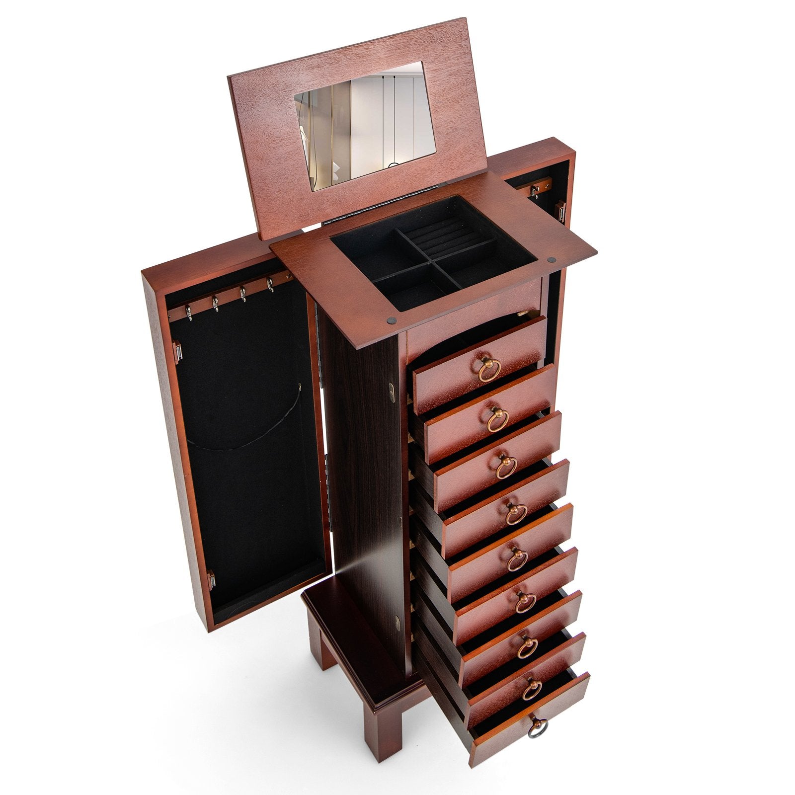 Large Capacity Jewelry Storage Cabinet with 9 Drawers, Brown Jewelry Armoires   at Gallery Canada