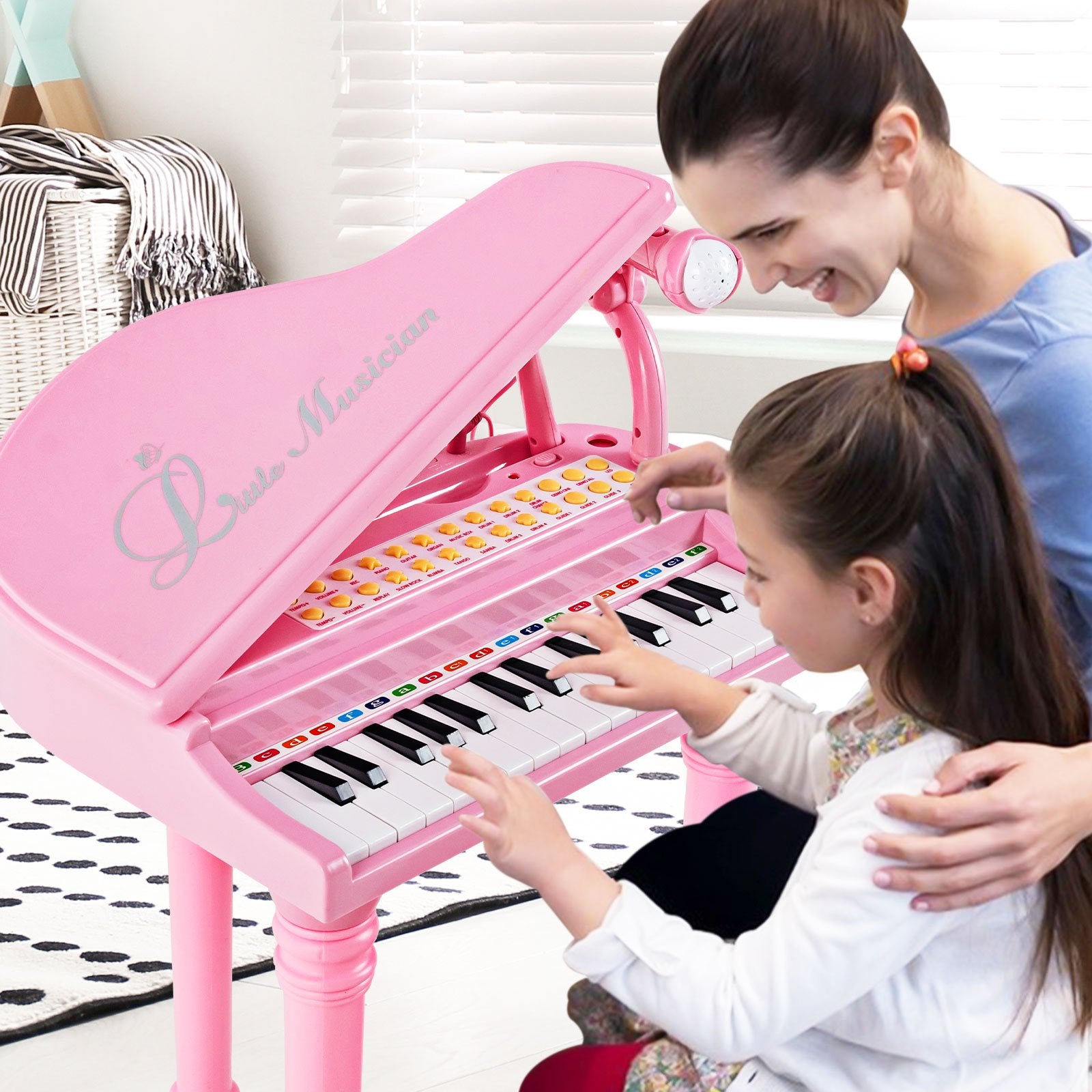 31 Keys Kids Piano Keyboard with Stool and Piano Lid, Pink Pianos & Keyboards   at Gallery Canada