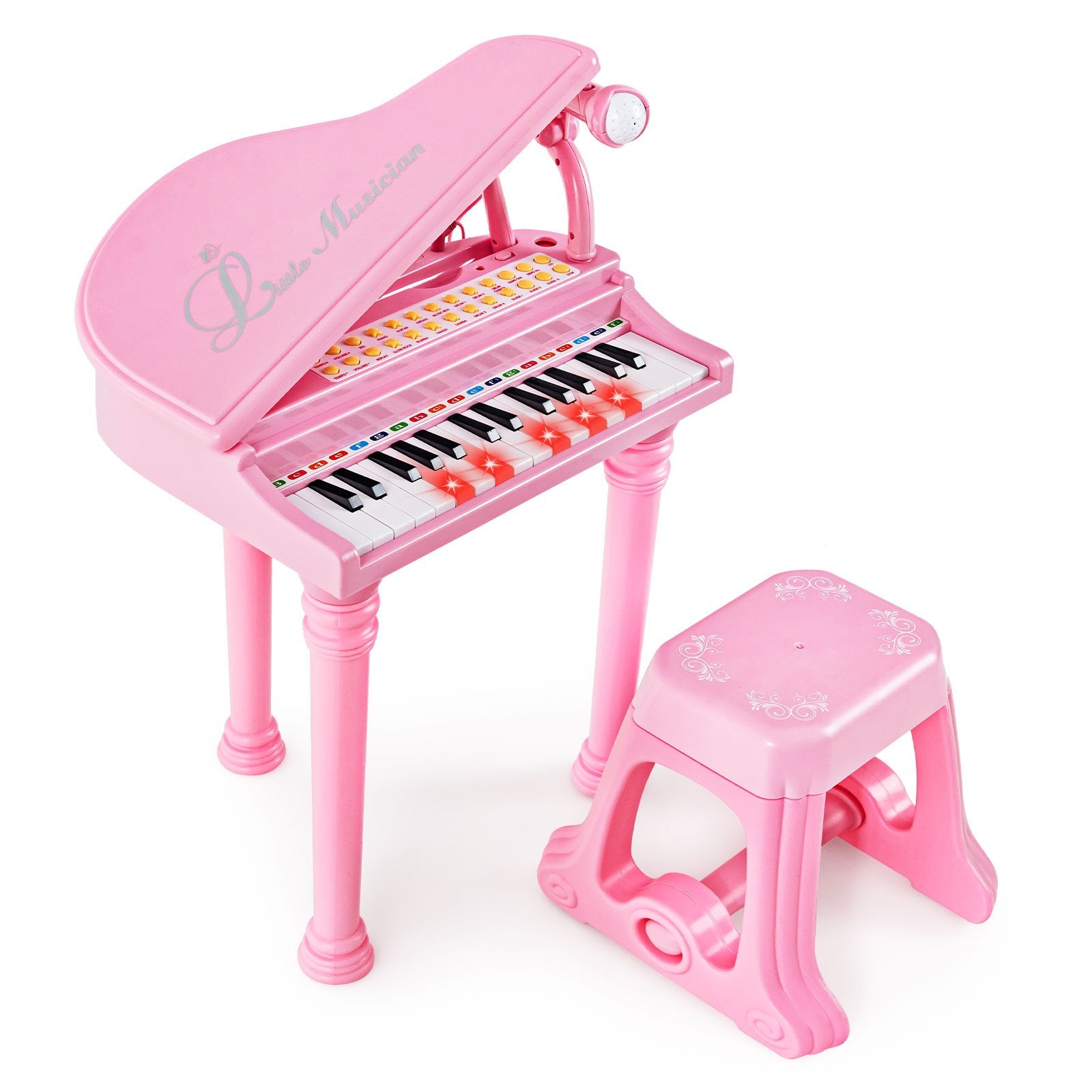 31 Keys Kids Piano Keyboard with Stool and Piano Lid, Pink Pianos & Keyboards   at Gallery Canada