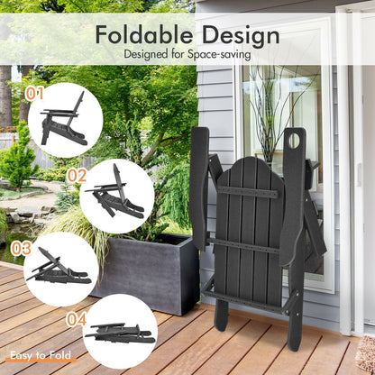 Foldable Weather Resistant Patio Chair with Built-in Cup Holder, Black Adirondack Chairs   at Gallery Canada