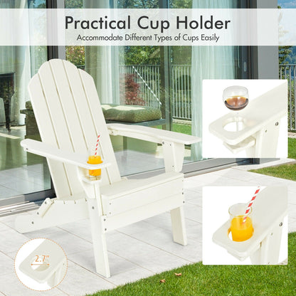 Foldable Weather Resistant Patio Chair with Built-in Cup Holder, White Adirondack Chairs   at Gallery Canada