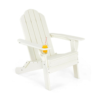 Foldable Weather Resistant Patio Chair with Built-in Cup Holder, White Adirondack Chairs   at Gallery Canada