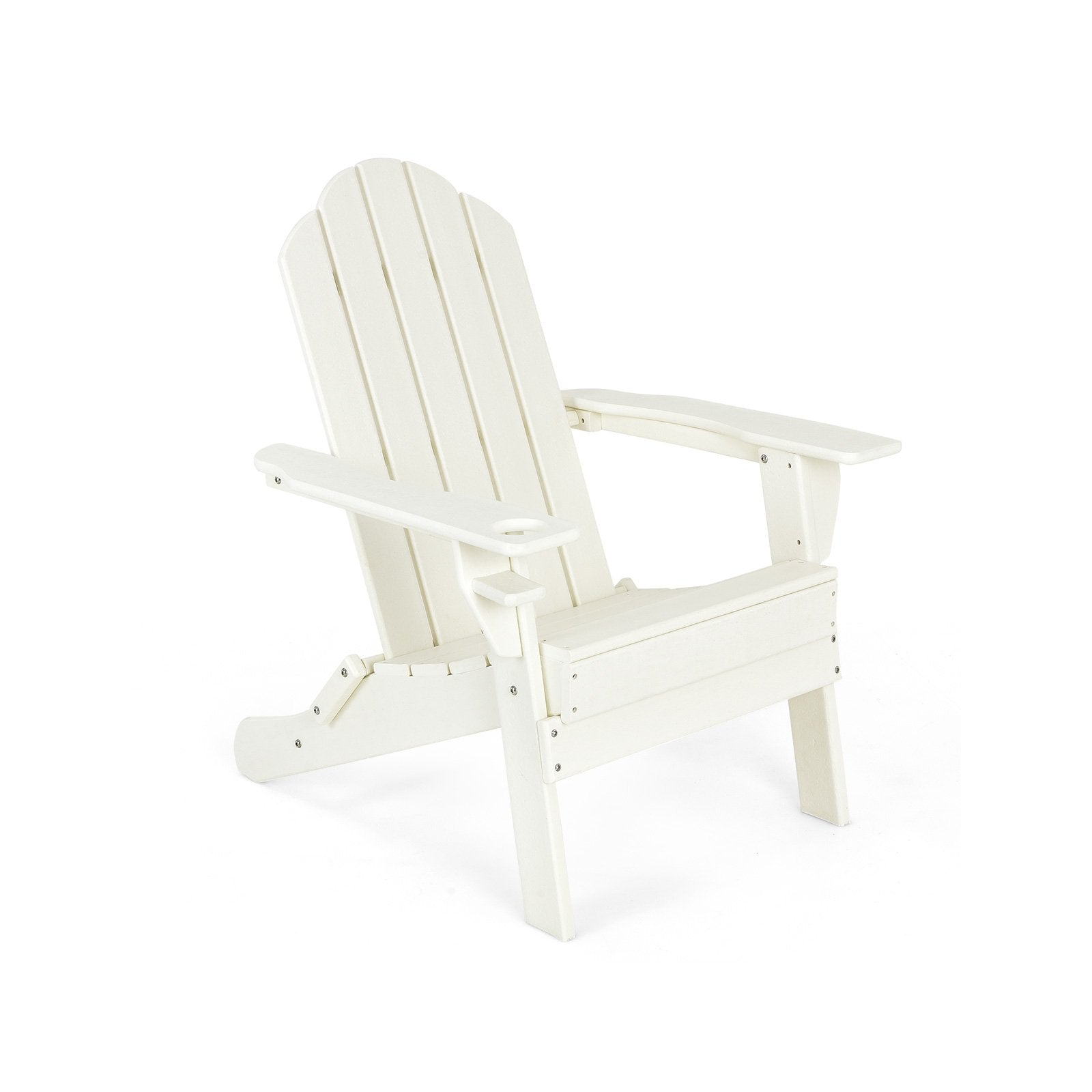 Foldable Weather Resistant Patio Chair with Built-in Cup Holder, White Adirondack Chairs   at Gallery Canada