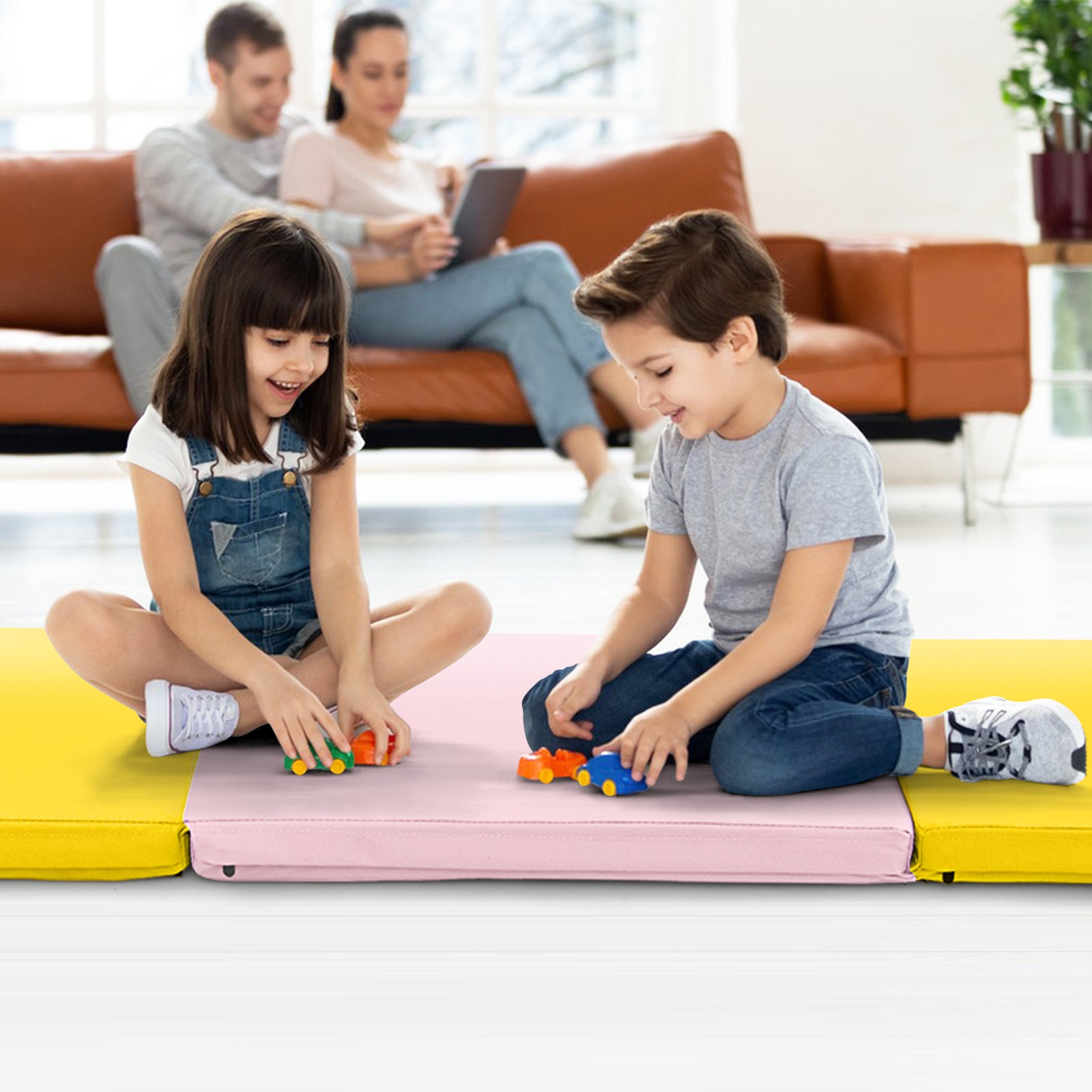 6 x 2 FT Tri-Fold Gym Mat with Handles and Removable Zippered Cover, Yellow Yoga & Gym Mats   at Gallery Canada