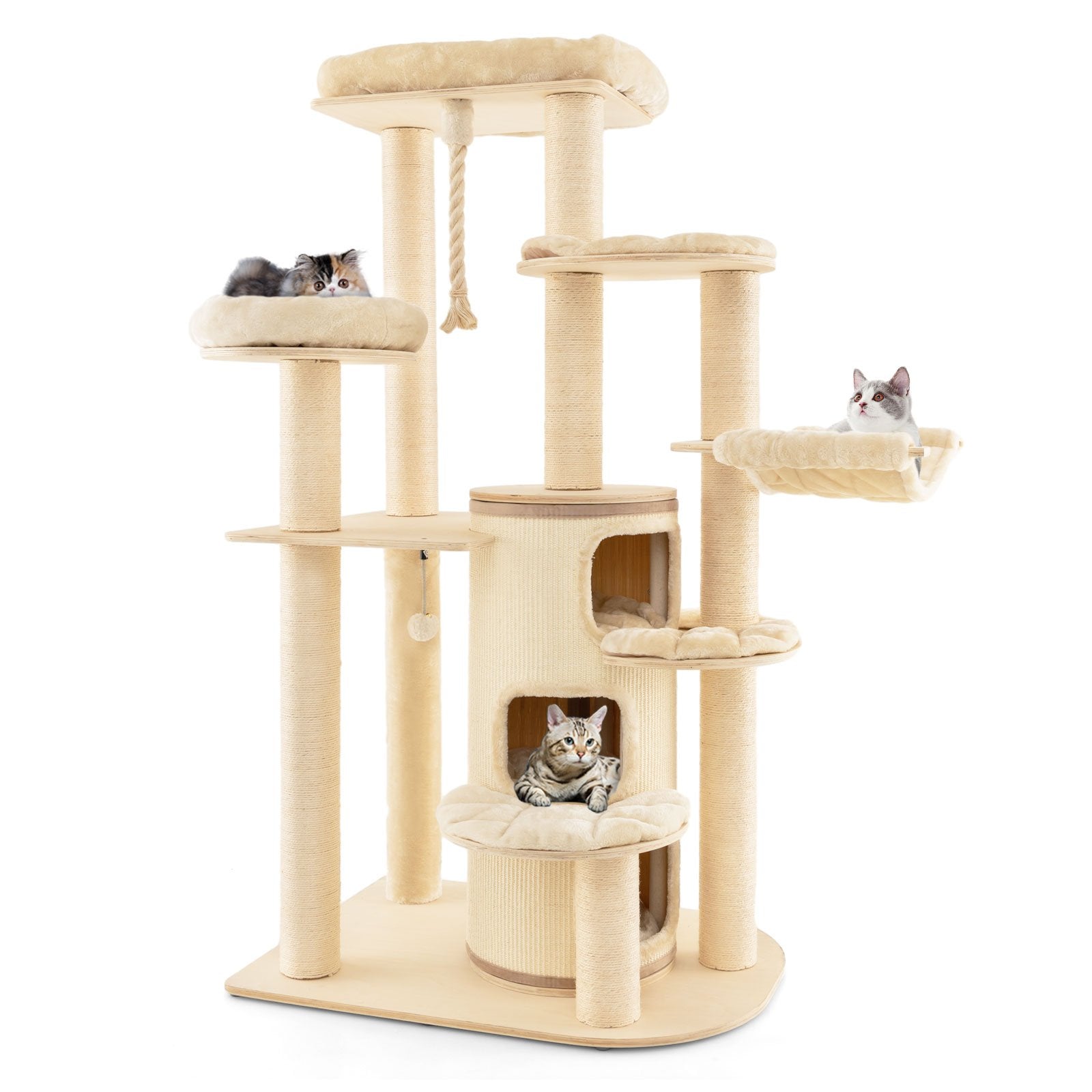 Multi-Level Cat Tree with 3-story Cat Condo, Beige Cat Trees Condos & Scratchers   at Gallery Canada