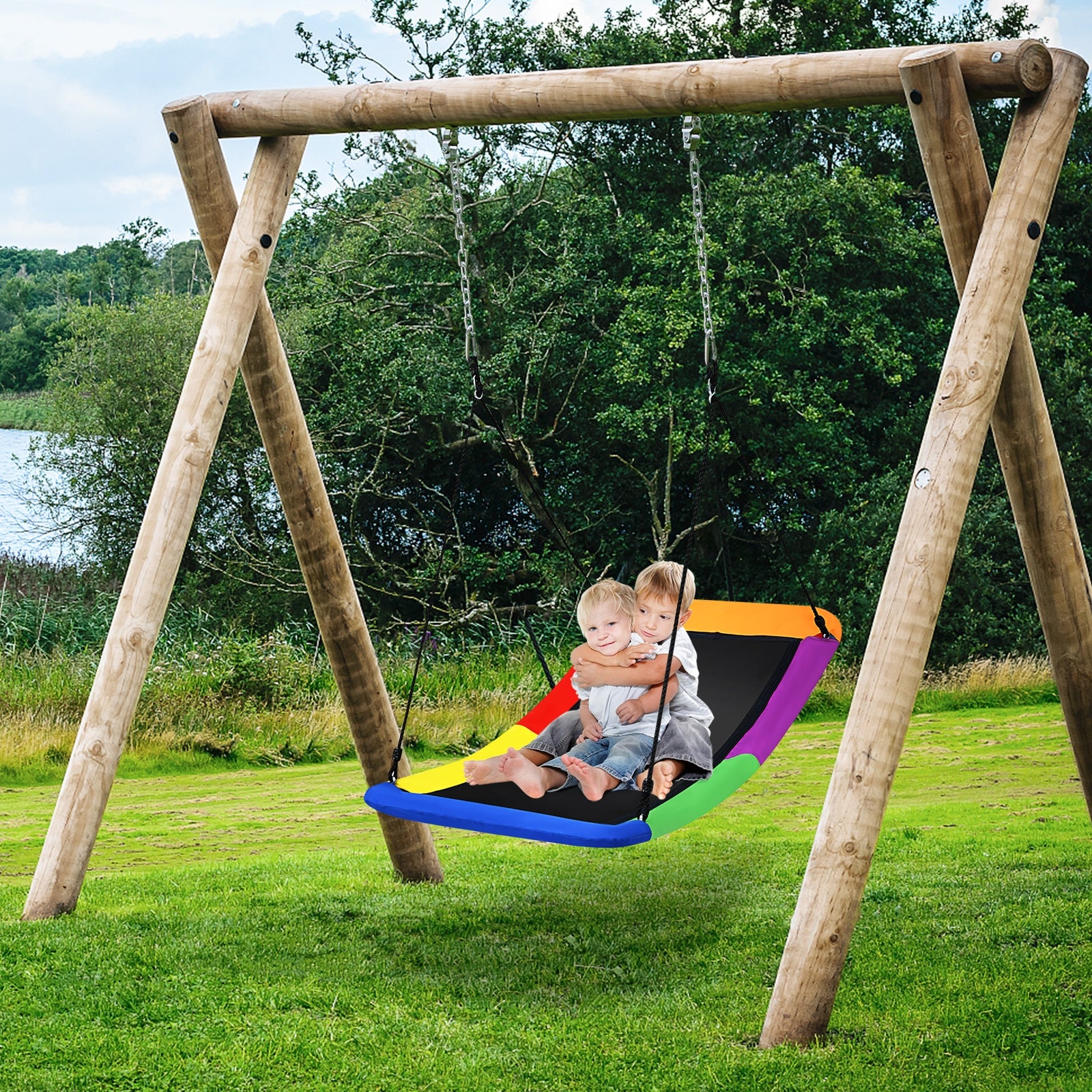 700lb Giant 60 Inch Platform Tree Swing for Kids and Adults, Multicolor Swing & Playsets at Gallery Canada