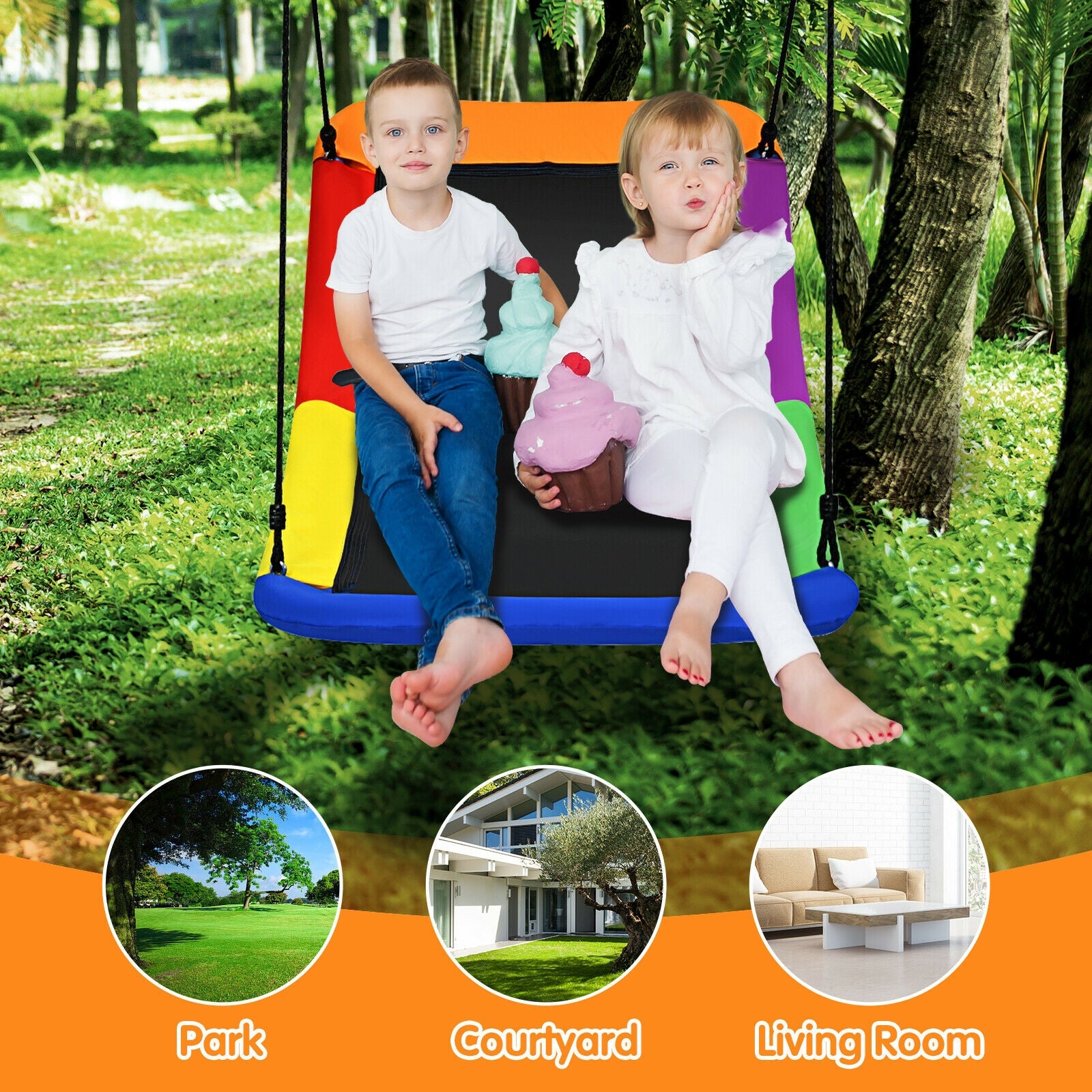 700lb Giant 60 Inch Platform Tree Swing for Kids and Adults, Multicolor Swing & Playsets at Gallery Canada