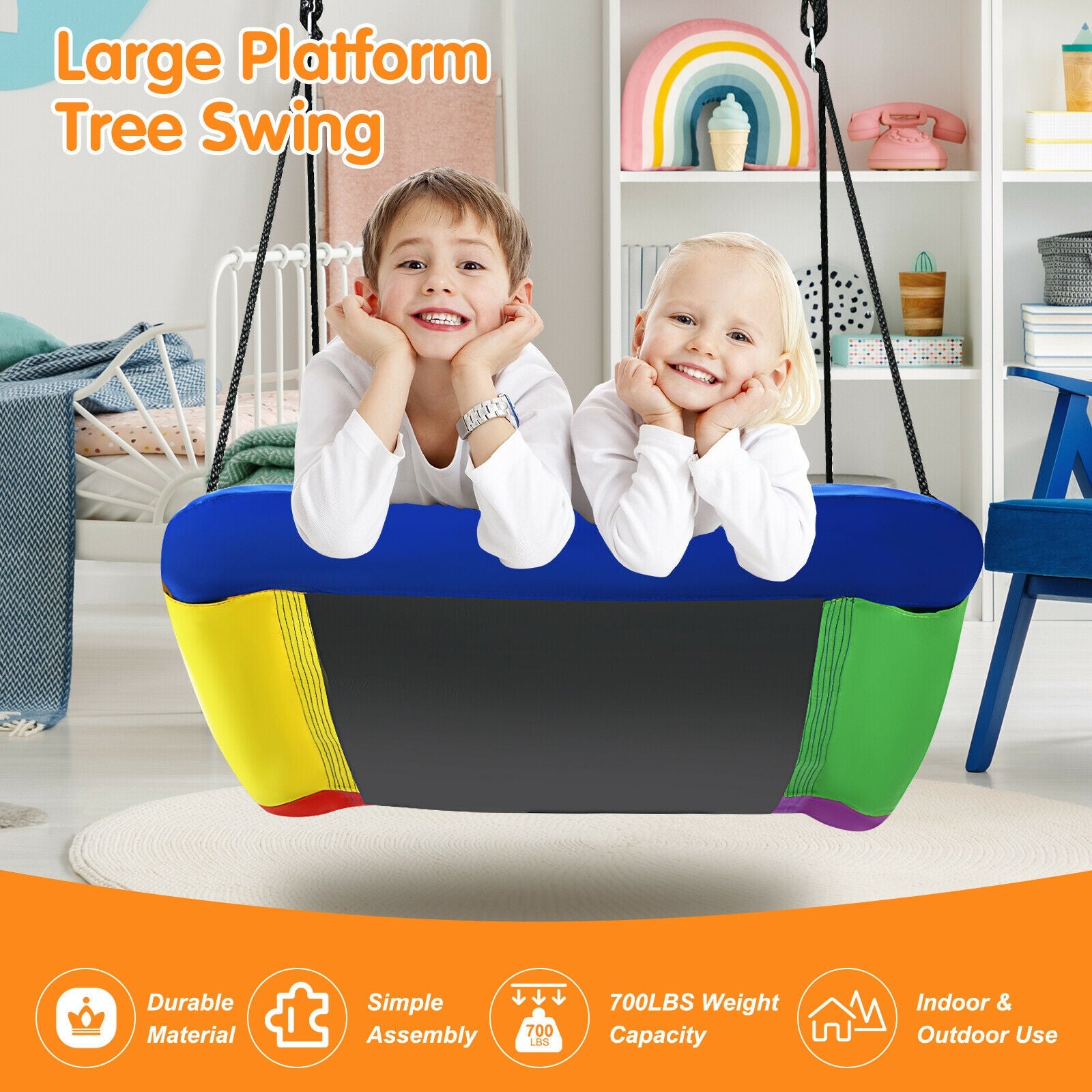 700lb Giant 60 Inch Platform Tree Swing for Kids and Adults, Multicolor Swing & Playsets at Gallery Canada