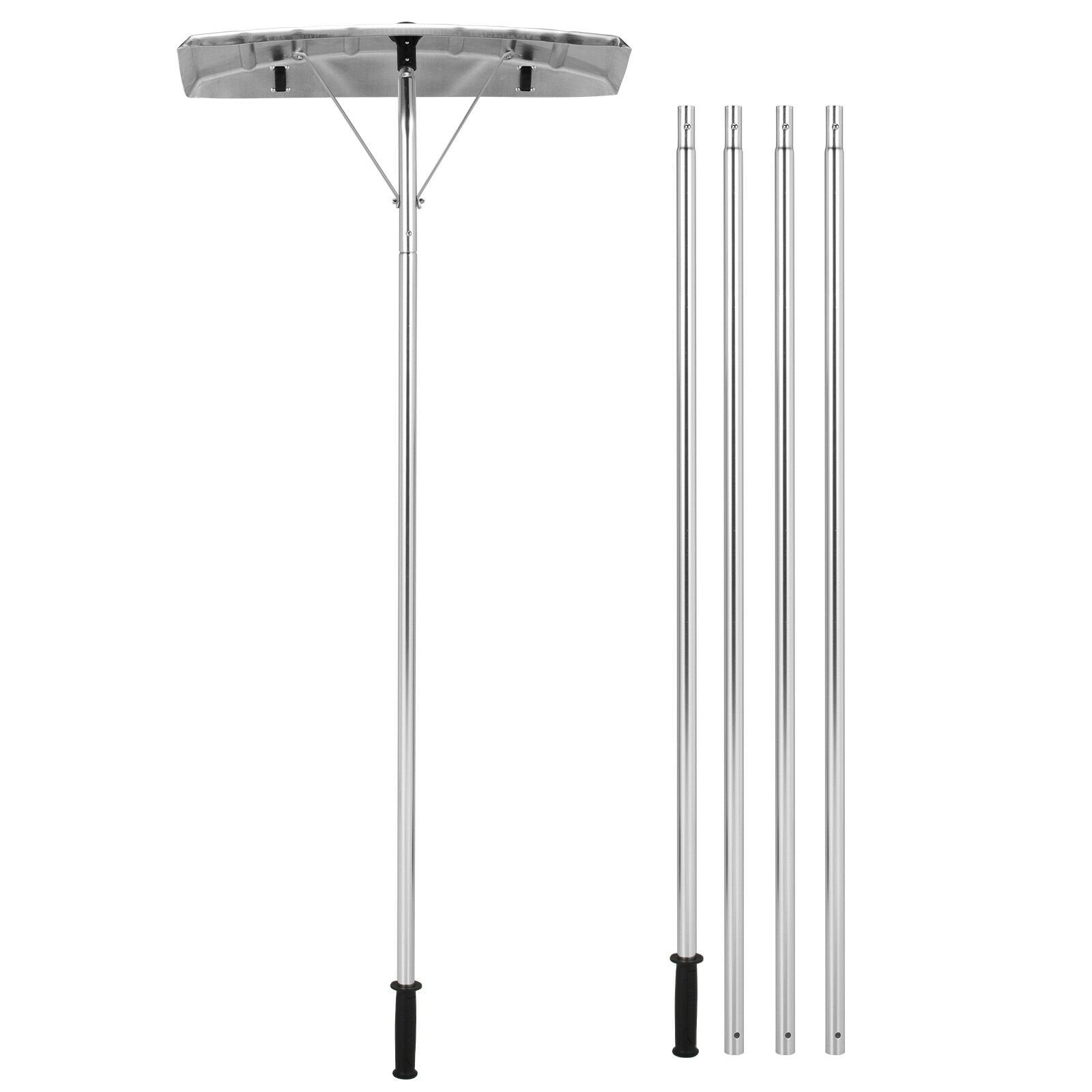 4.8-20 Feet Sectional Snow Roof Rake with Reinforced Aluminum Poles, Black Snow Removal   at Gallery Canada