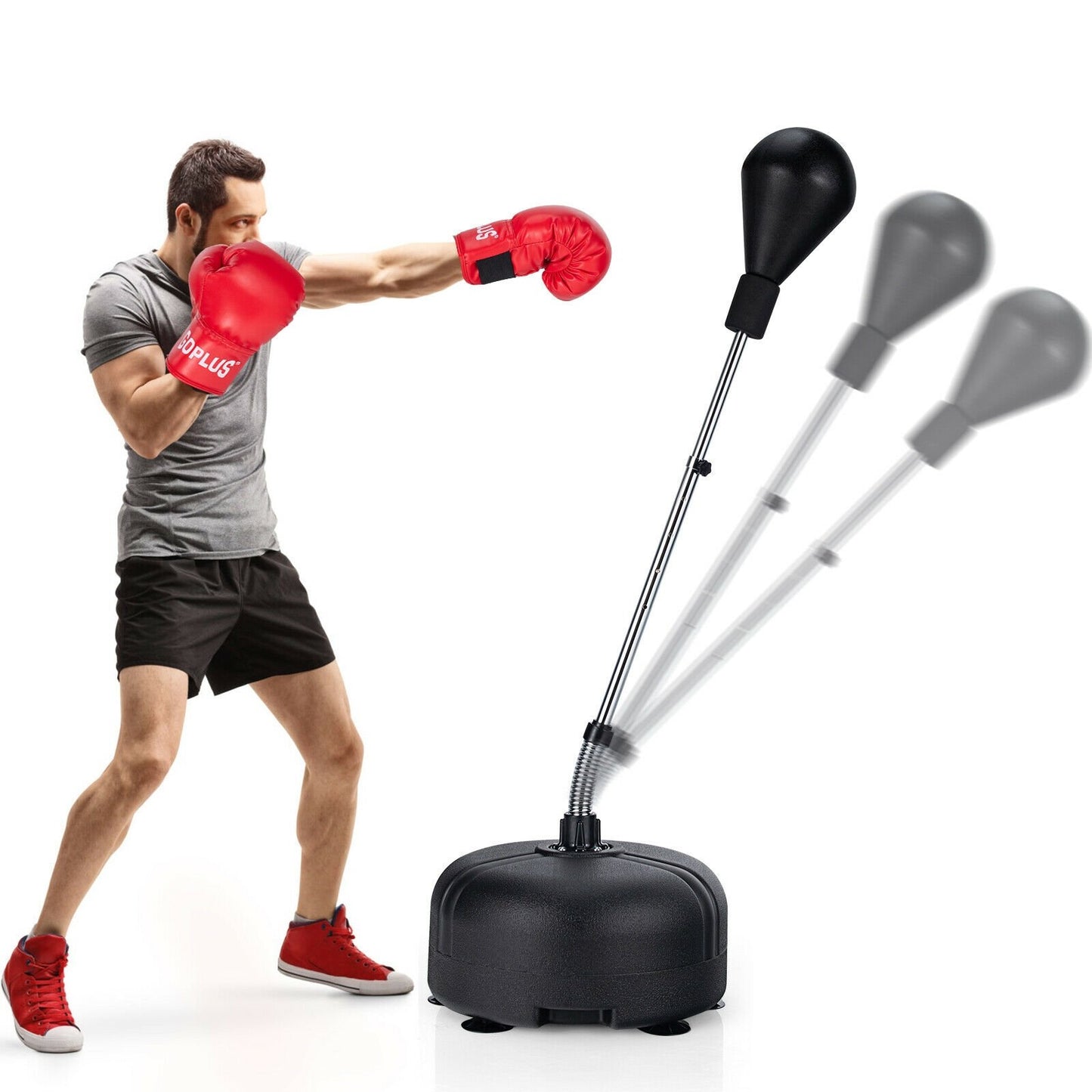 Adjustable Freestanding Punching Bag with Boxing Gloves for Adults and Kids, Black Boxing & Martial Arts   at Gallery Canada