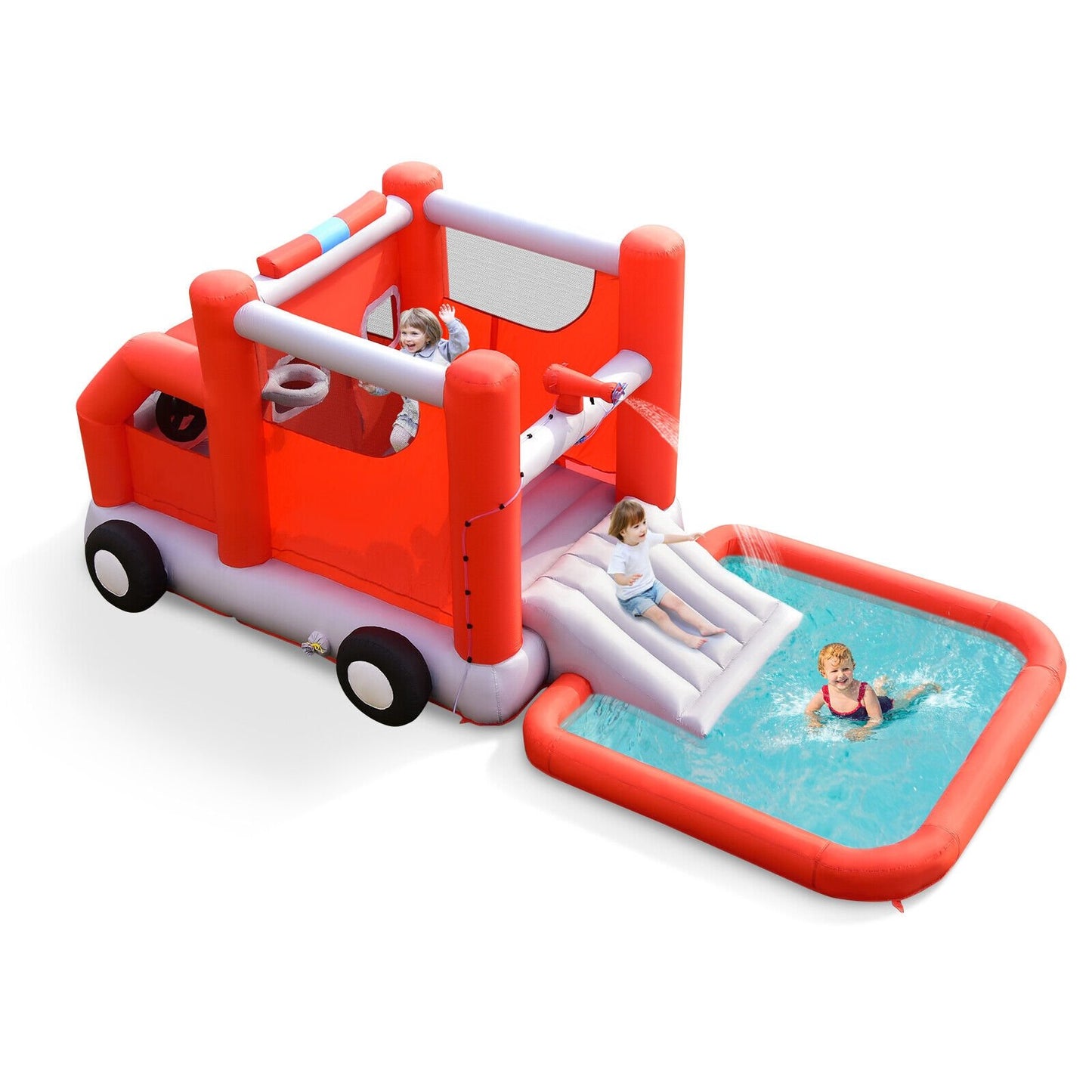 Fire Truck Themed Inflatable Castle Water Park Kids Bounce House without Blower Bounce House   at Gallery Canada