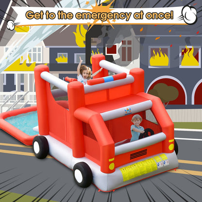 Fire Truck Themed Inflatable Castle Water Park Kids Bounce House without Blower Bounce House   at Gallery Canada