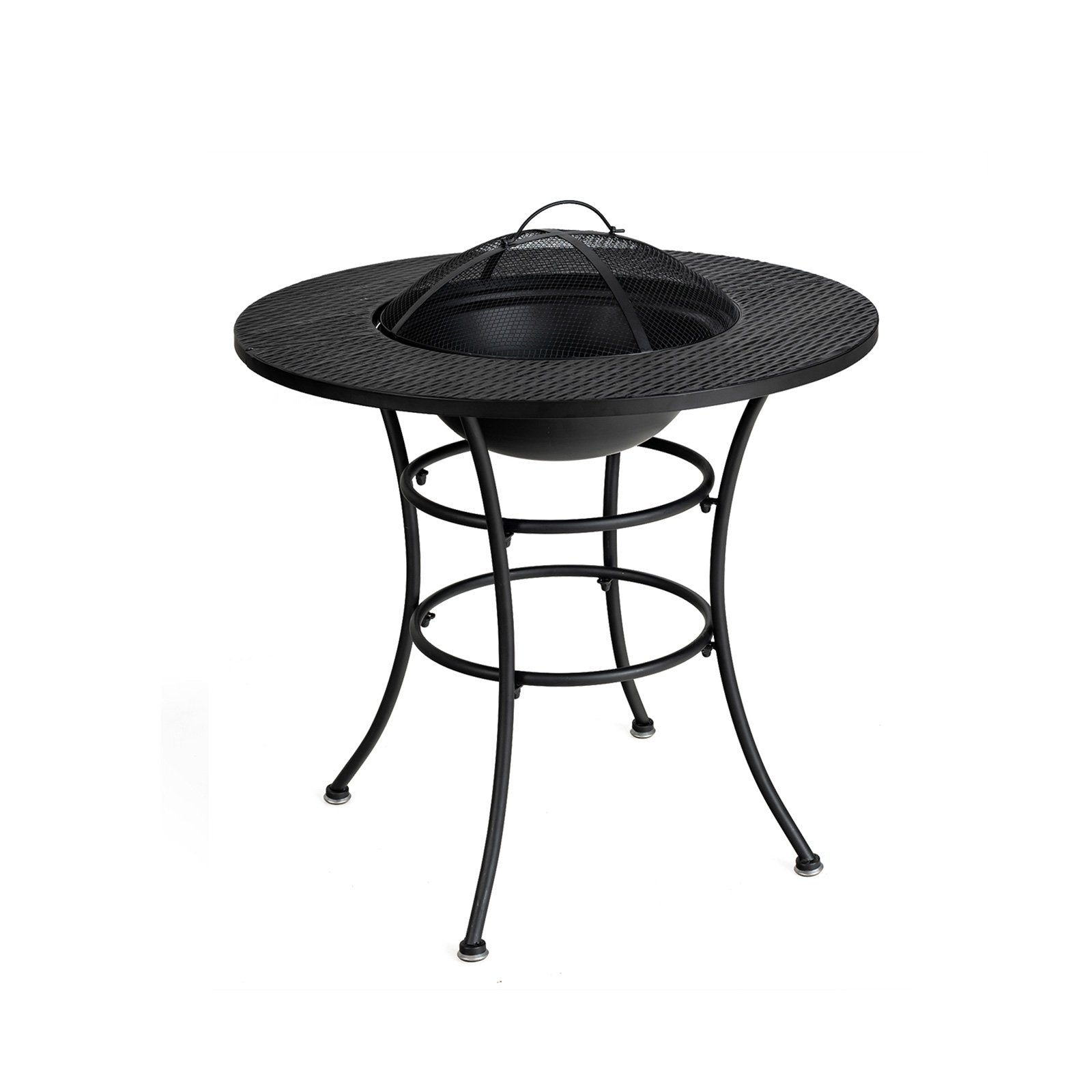 31.5 Inch Patio Fire Pit Dining Table With Cooking BBQ Grate, Black - Gallery Canada