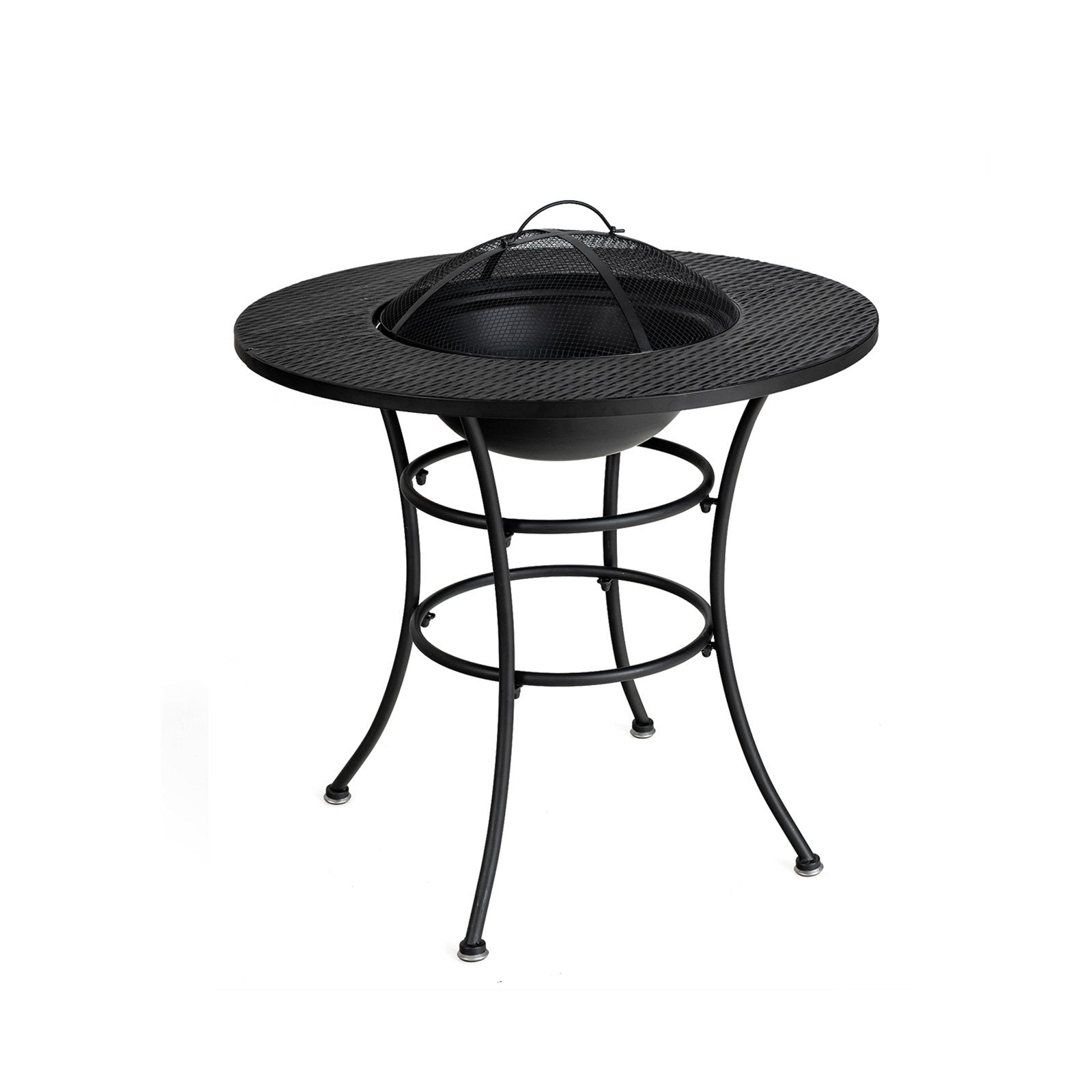 31.5 Inch Patio Fire Pit Dining Table With Cooking BBQ Grate, Black Fire Pit Tables   at Gallery Canada