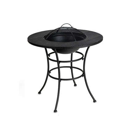 31.5 Inch Patio Fire Pit Dining Table With Cooking BBQ Grate, Black - Gallery Canada