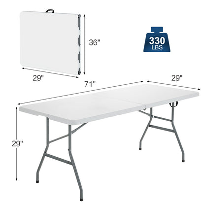 6' Folding Portable Plastic Outdoor Camp Table, White - Gallery Canada