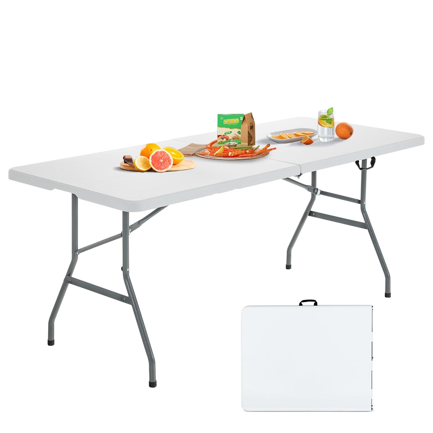 6' Folding Portable Plastic Outdoor Camp Table, White Camping Furniture   at Gallery Canada