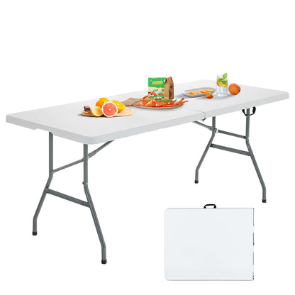 6' Folding Portable Plastic Outdoor Camp Table, White - Gallery Canada